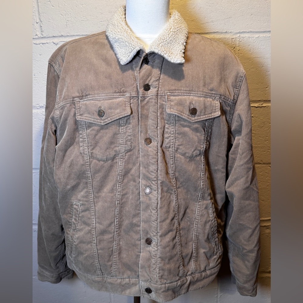 Men's Tan Corduroy Jacket with Sherpa Collar